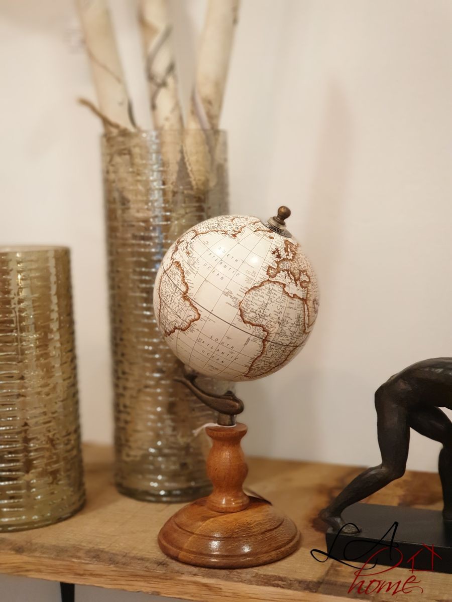 Dekorace glóbus na dřevěném podstavci - Ø15*28cm