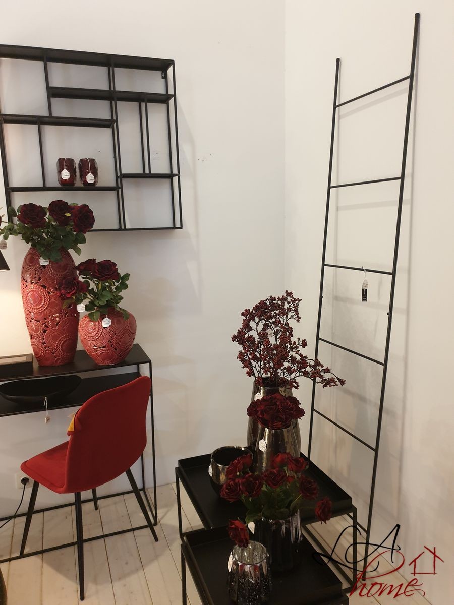 Černý kovový věšák na textil žebřík - 50*220 cm