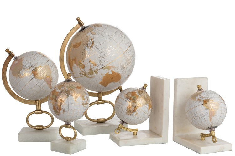 Glóbus na kovové zlaté noze Marble small - ∅15*27 cm