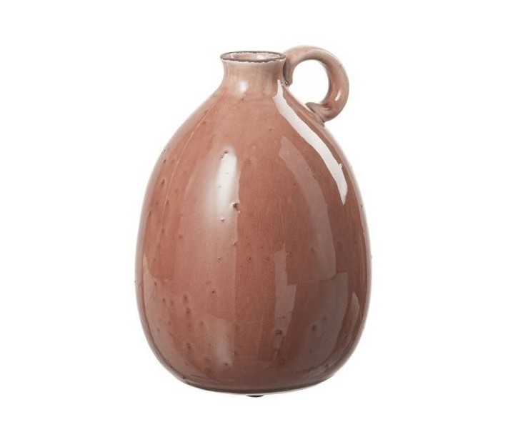 Hnědá keramická váza s uchem Florero - ∅ 19*26 cm