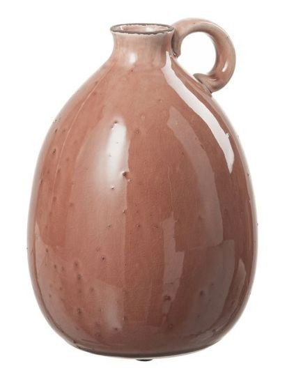 Hnědá keramická váza s uchem Florero - ∅ 19*26 cm J-Line by Jolipa