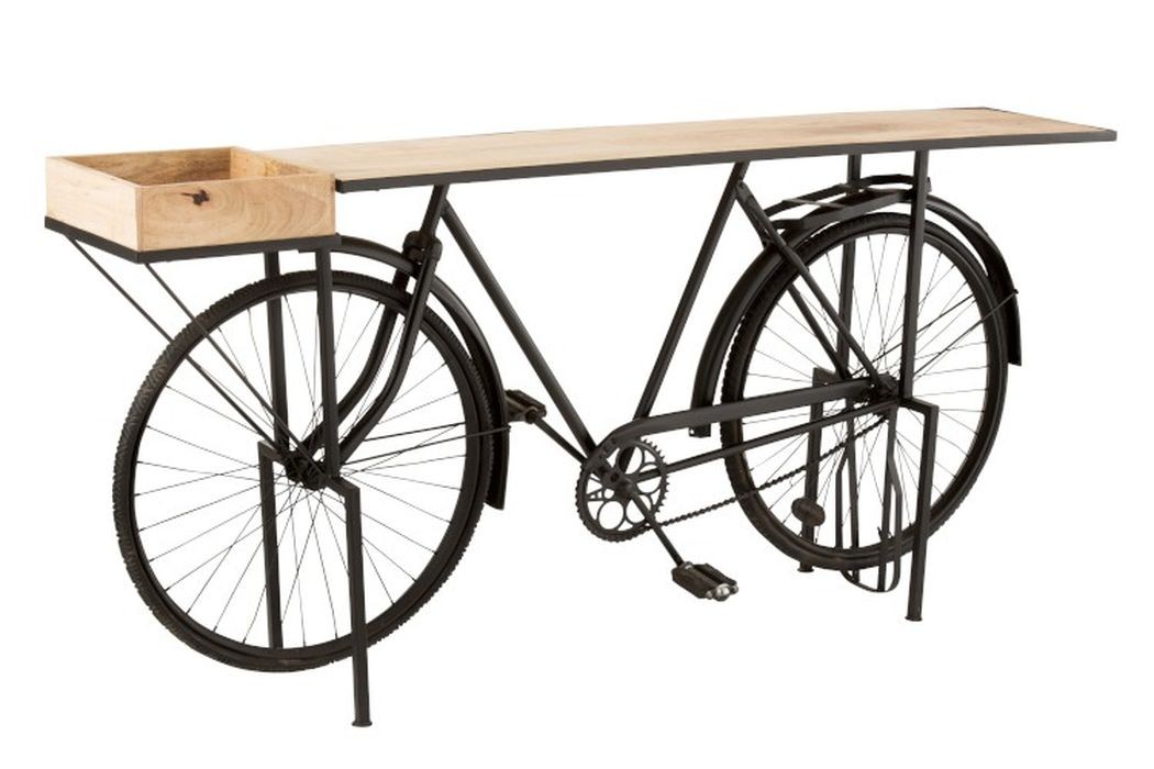 Černý konzolový stolek retro kolo Bicycle - 190*36*84cm