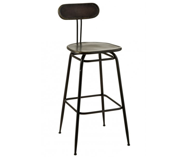 Černá kovová barová stolička s opěrkou Industrial - 45*46* 104cm