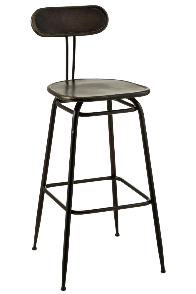 Černá kovová barová stolička s opěrkou Industrial - 45*46* 104cm J-Line by Jolipa