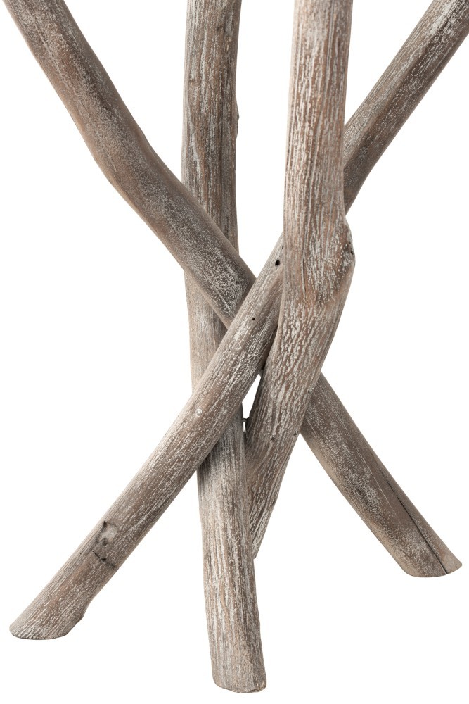 Odkládací kulatý dřevěný stůl se skleněnou deskou Branchy - Ø50*59 cm