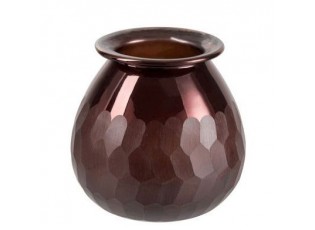 Malá hnědá skleněná váza Carved - Ø 15*15 cm