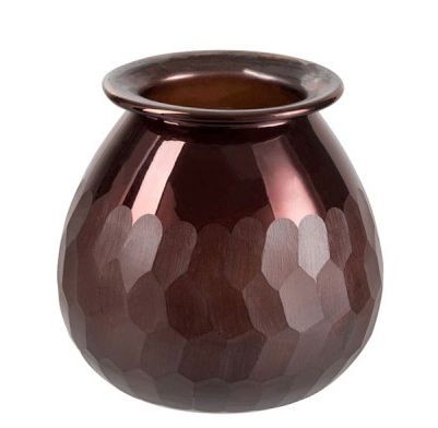 Malá hnědá skleněná váza Carved - Ø 15*15 cm J-Line by Jolipa