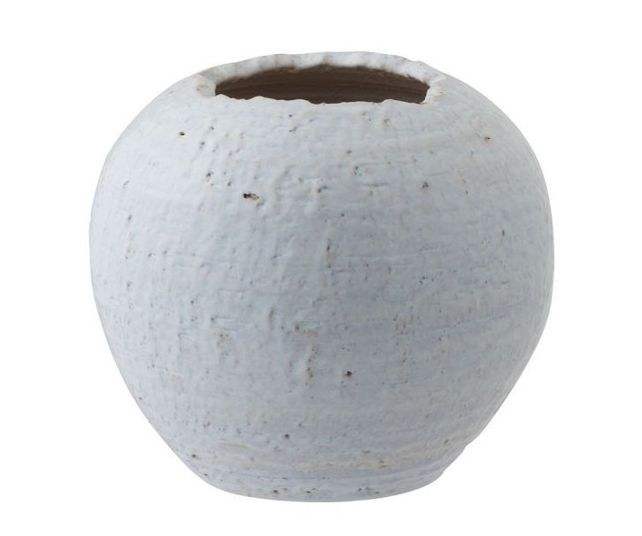 Bílý keramický květináč s patinou Shuck - Ø 30*33 cm J-Line by Jolipa