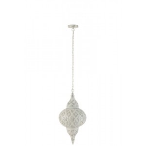 Bílé kovové závěsné světlo/lustr Oriental - Ø 31*133 cm