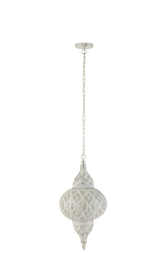 Bílé kovové závěsné světlo/lustr Oriental - Ø 31*133 cm