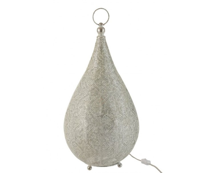 Bílá kovová stolní lampička Oriental drop- Ø 31*60 cm
