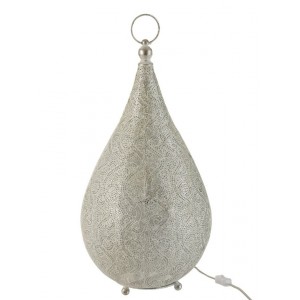 Bílá kovová stolní lampička Oriental drop- Ø 31*60 cm