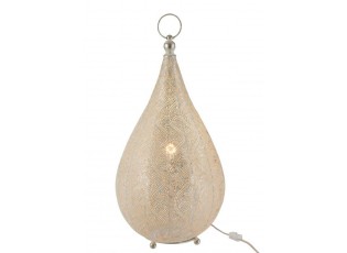 Bílá kovová stolní lampička Oriental drop- Ø 31*60 cm