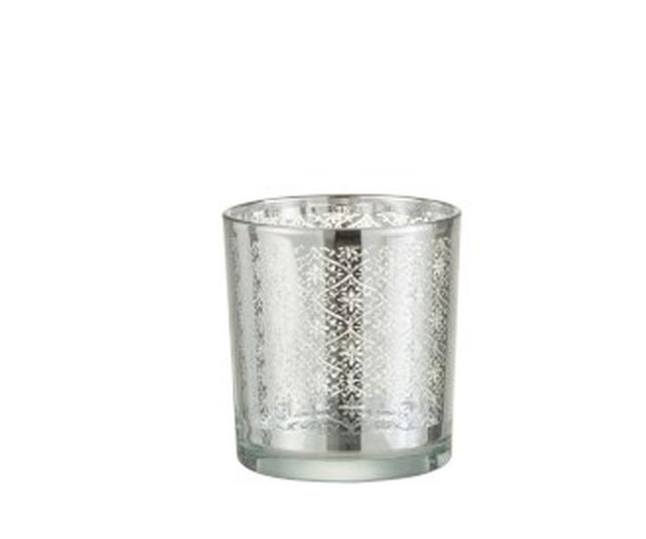 Skleněný svícen se stříbrným ornamentem Oriental silver - Ø 7*8cm