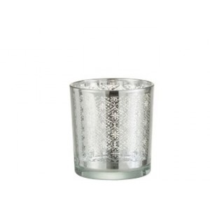 Skleněný svícen se stříbrným ornamentem Oriental silver - Ø 7*8cm