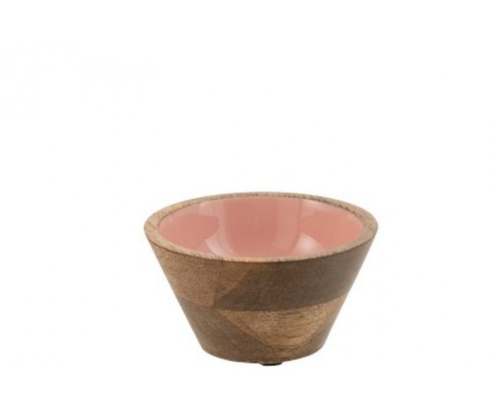 Dřevěná miska s růžovým vnitřkem Enamell small - ∅ 10*5,5cm