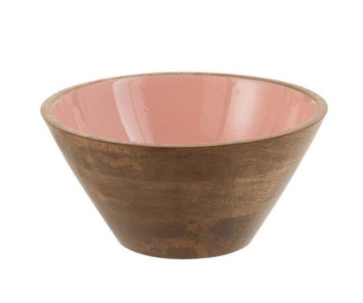 Dřevěná miska s růžovým vnitřkem Enamell medum - ∅ 24*11,5cm