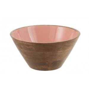 Dřevěná miska s růžovým vnitřkem Enamell medum - ∅ 24*11,5cm