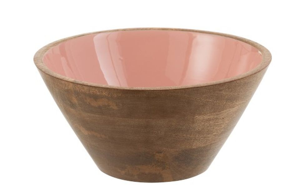 Dřevěná miska s růžovým vnitřkem Enamell medum - ∅ 24*11,5cm