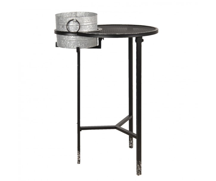 Kovový odkládací stolek s plechovým kyblíkem Stephan - 73*62*111 cm