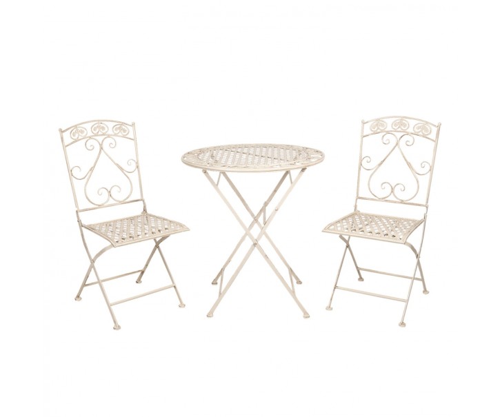 Kovový zahradní set Garren se dvěma židlemi – Ø 70*76 cm / 39*48*91 cm
