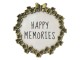 Zlato černý kulatý fotorámeček s květinami Happy Memories - Ø 5 cm