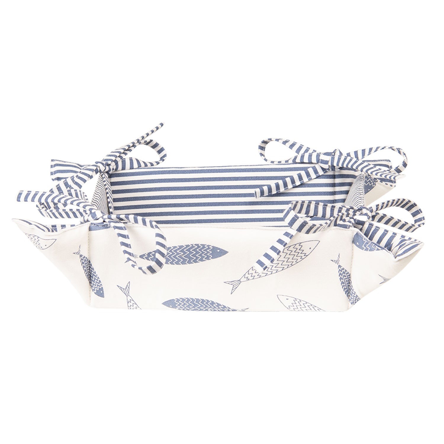 Bavlněný oboustranný košík na pečivo Nautical Fish - 35*35*8 cm