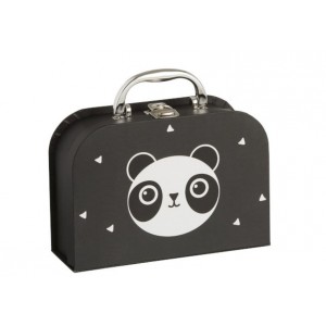 Černý papírový kufřík se zásuvkami Panda - 20*14*7cm