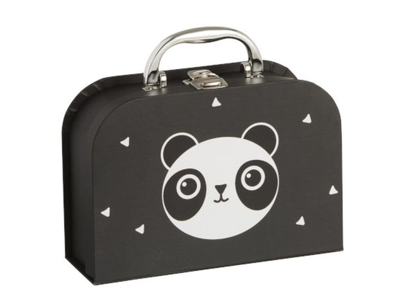 Černý papírový kufřík se zásuvkami Panda - 20*14*7cm