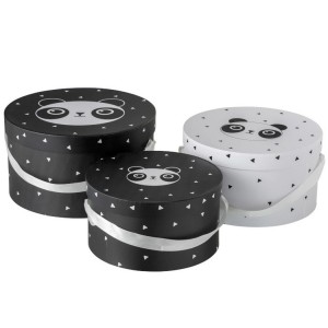 Sada 3papírových kulatých boxů Panda - Ø32*18cm