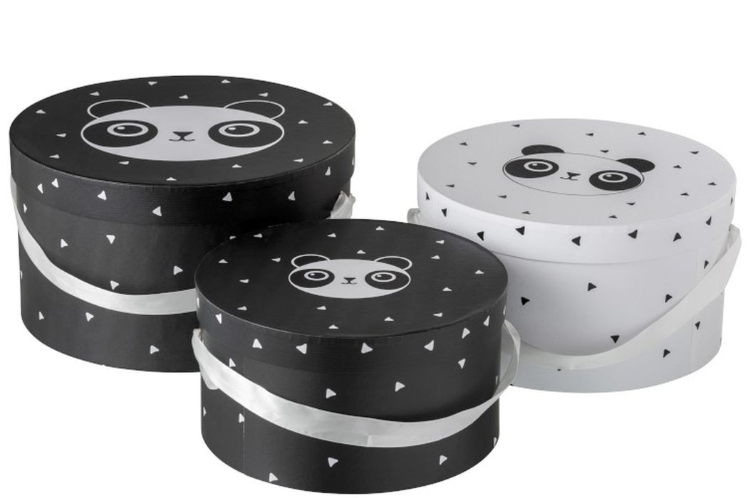 Sada 3papírových kulatých boxů Panda - Ø32*18cm