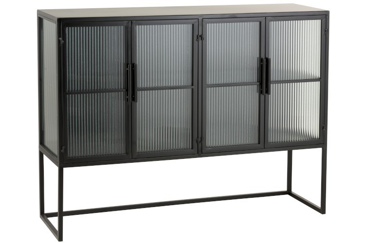Černá kovová komoda s prosklenými dvířky Franco - 120*35*90 cm