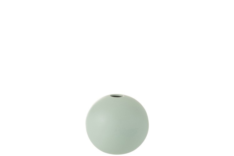 Zelenkavá keramická kulatá váza Pastel Green S - 12,3*12,3*11,5 cm J-Line by Jolipa