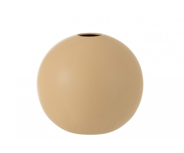 Krémová kulatá keramická váza Beige L - 25*25*23,5 cm