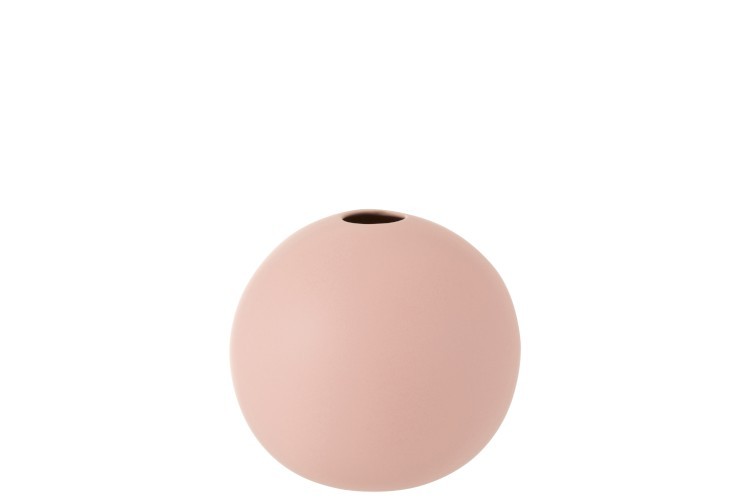 Světle růžová keramická kulatá váza Matt Pink M - 18,3*18,3*18 cm J-Line by Jolipa