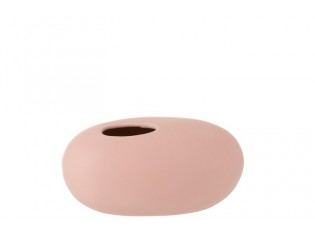 Světle růžová keramická oválná váza Matt Pink L - 24,5*14,5*13 cm