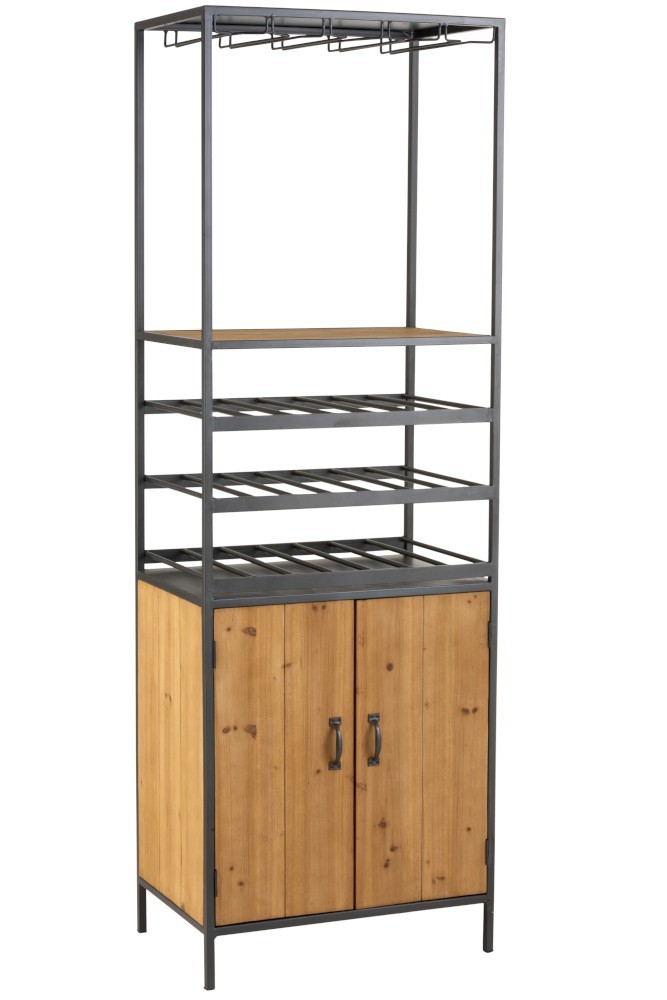 Černá kovová skříň na víno a skleničky Vine - 60*40*180 cm