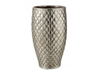 Stříbrná kovová váza Checkered large - Ø23*40 cm