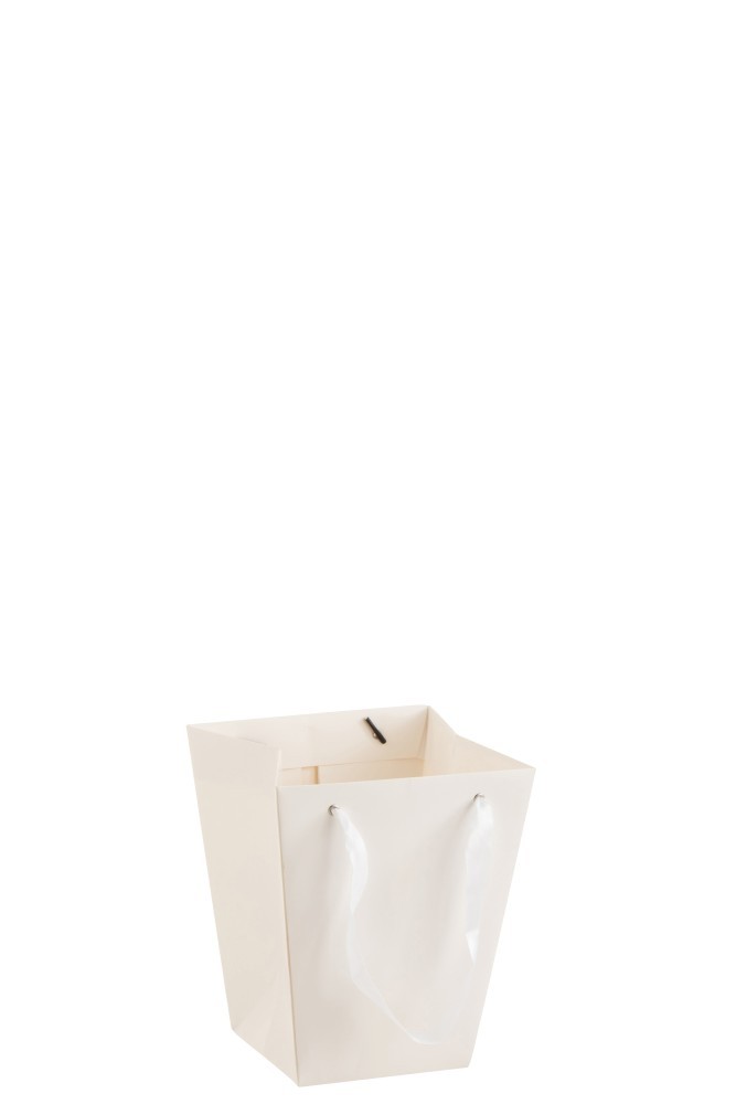 Bílý květináč ve tvaru dárkové tašky - 17*17*20 cm J-Line by Jolipa