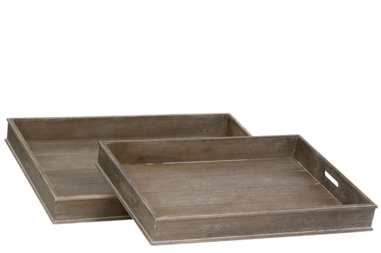 Set 2 dřevěných podnosů Regine - 71*51*8 cm