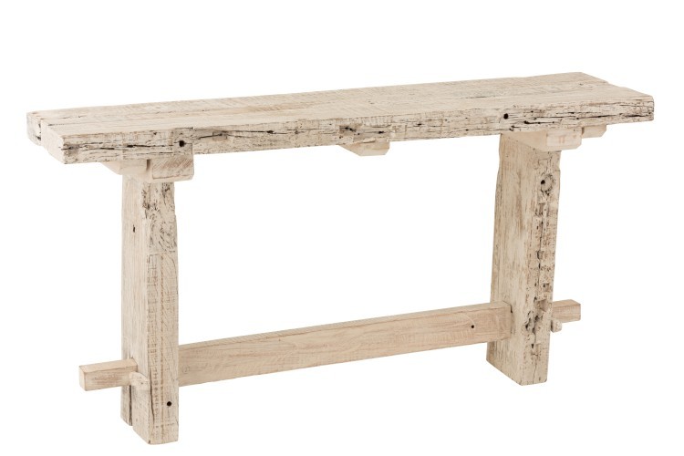 Vintage dřevěná konzole v bílé barvě s patinou Adelais - 150*37*77 cm