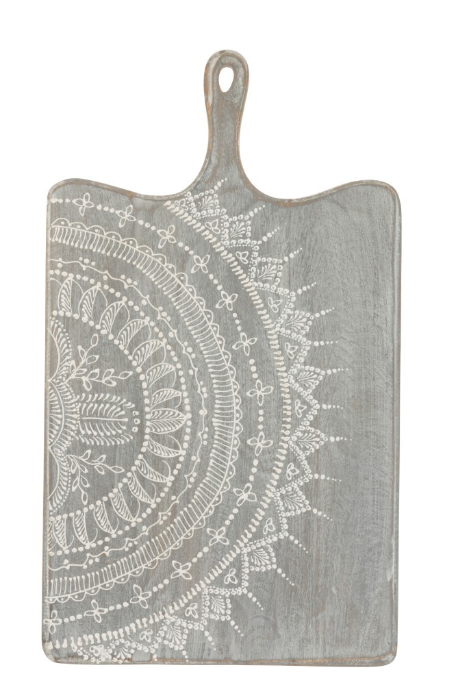 Šedé servírovací prkénko s malovaným ornamentem - 35*1,5*60 cm