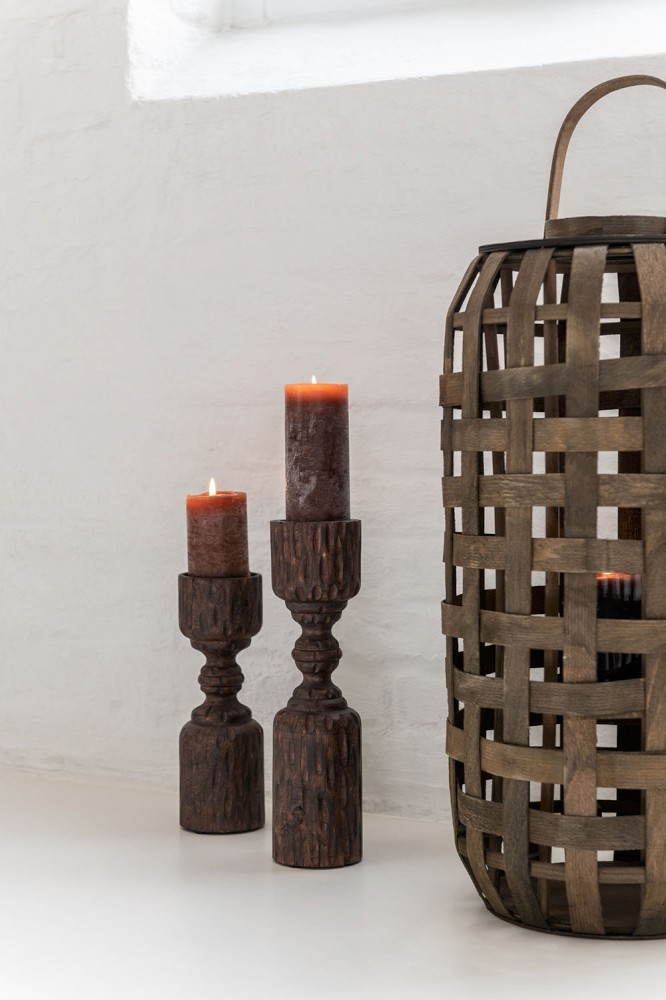 Dřevěná lucerna na svíčku Toinette S - Ø 32*68 cm