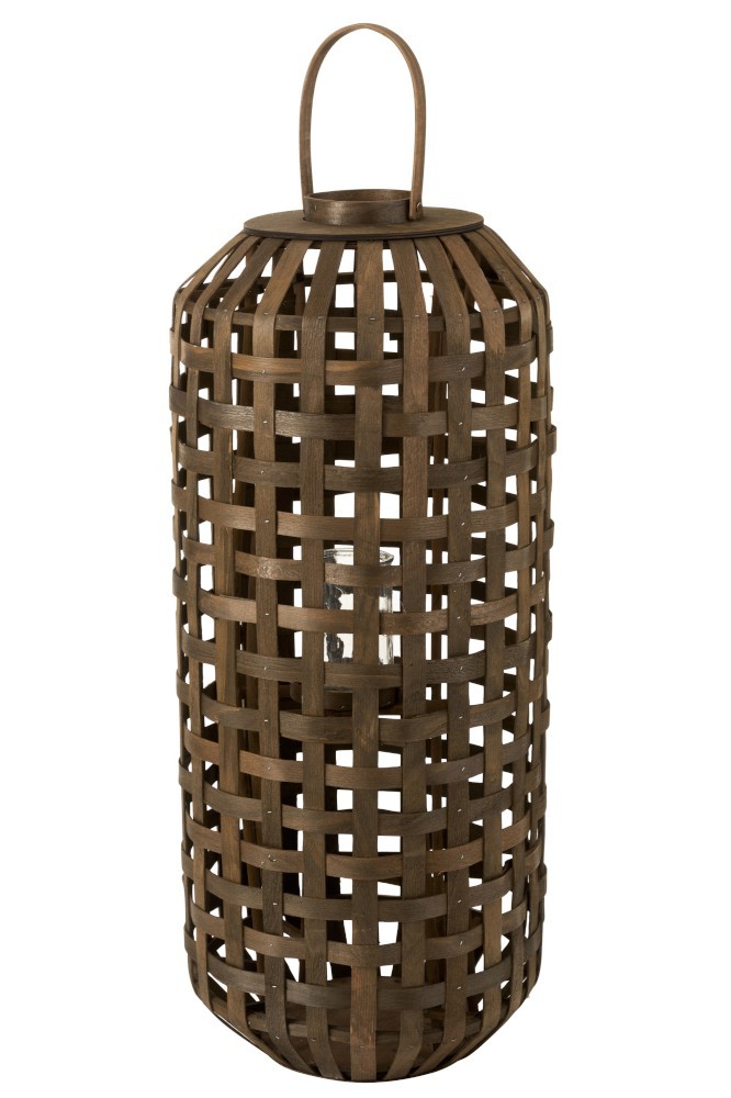 Tmavě hnědá dřevěná lucerna Toinette L - Ø 41,5*95 cm