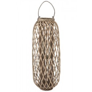 Šedohnědá dřevěná lucerna Romaine L - Ø 38,5*96,5 cm