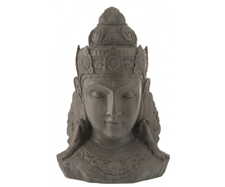 Šedá dekorativní soška hlavy Buddha L - 57*40*85 cm