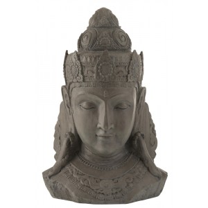 Šedá dekorativní soška hlavy Buddha L - 57*40*85 cm