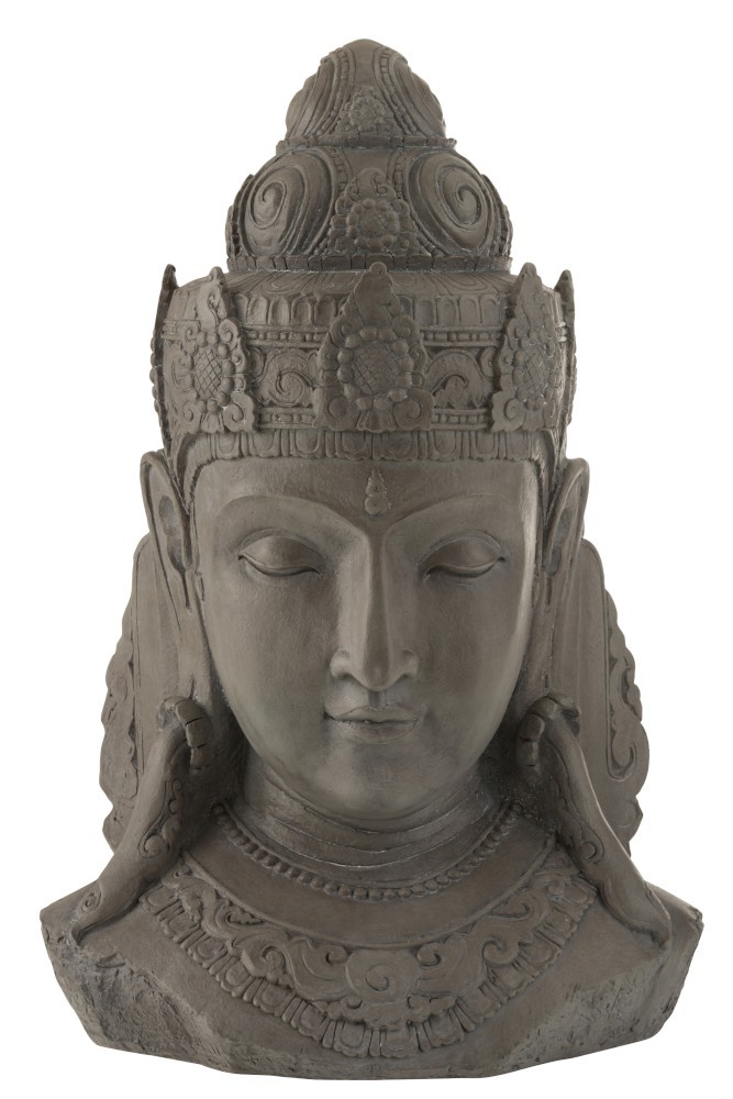 Šedá dekorativní soška hlavy Buddha L - 57*40*85 cm 2287