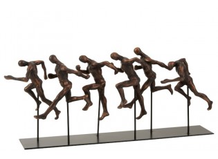 Černo bronzové dekorativní sousoší běžících atletů - 45*11,5*19 cm