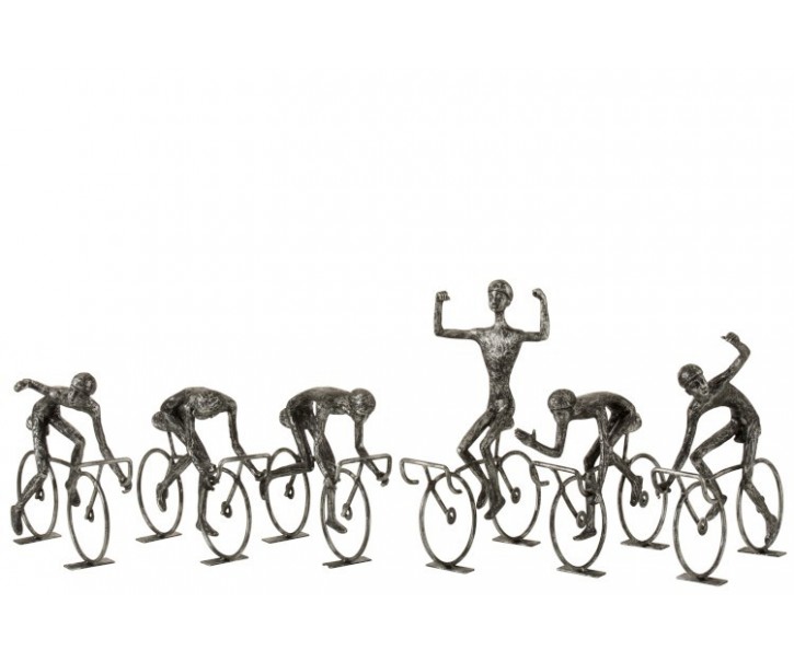 6 ks kovových dekorativních sošek cyklistů závodníků - 21,5*8*18,5 cm